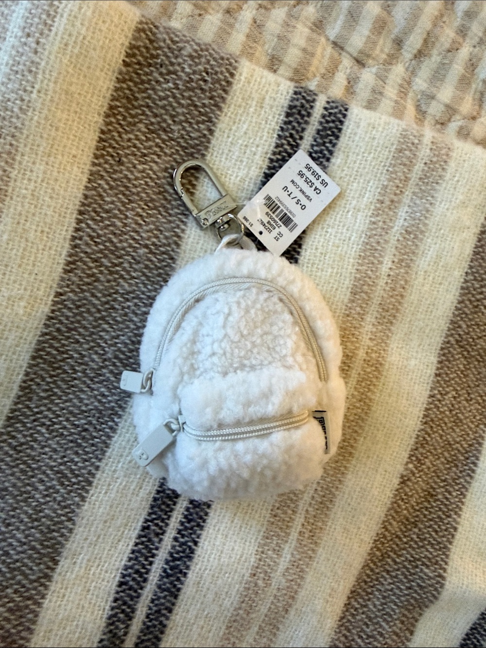 Pink by VS  Sherpa Mini Backpack Keychain